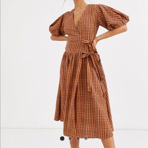 ASOS DESIGN wrap midi dress/ puff sleeves/ pattern